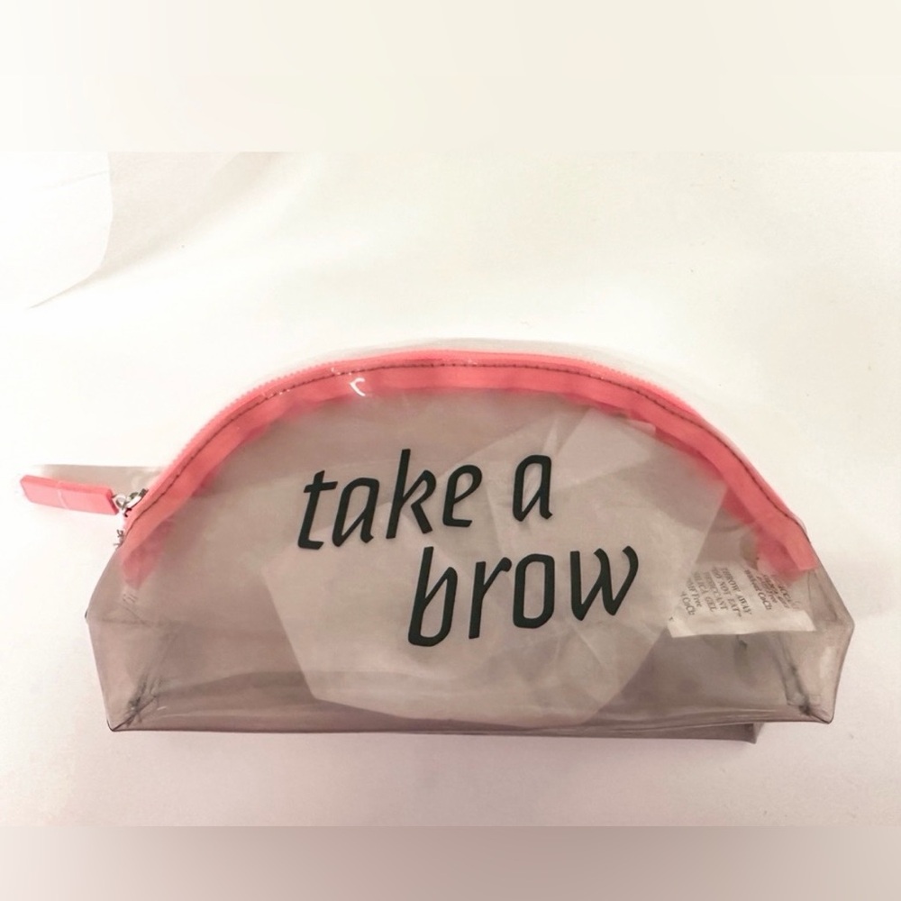 NWT Benefit Makeup Clear Dome Makeup Bag with Pink & Black Accents